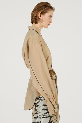 Contrast Trim Sheer Shirt - 2026 SPRING