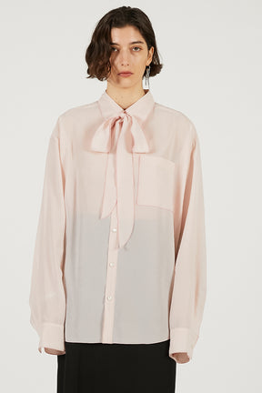 Contrast Trim Sheer Shirt - 2026 SPRING