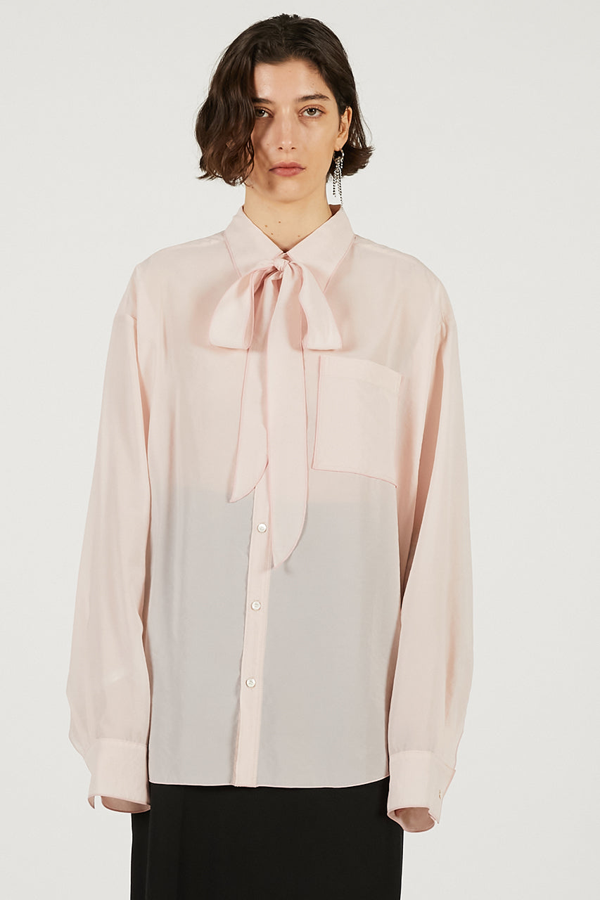 Contrast Trim Sheer Shirt - 2026 SPRING