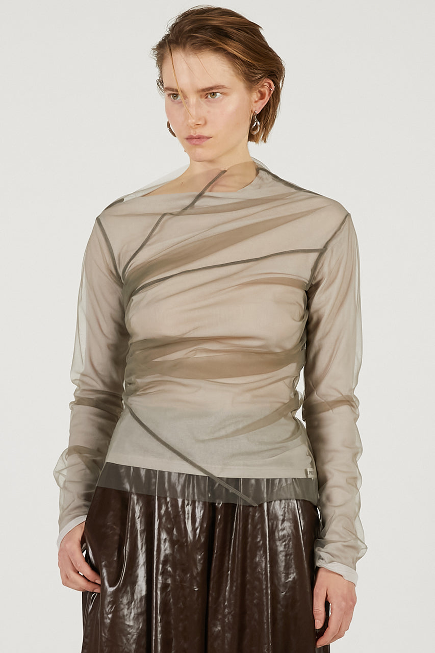 Tulle Layered Drape Top - 2026 SPRING