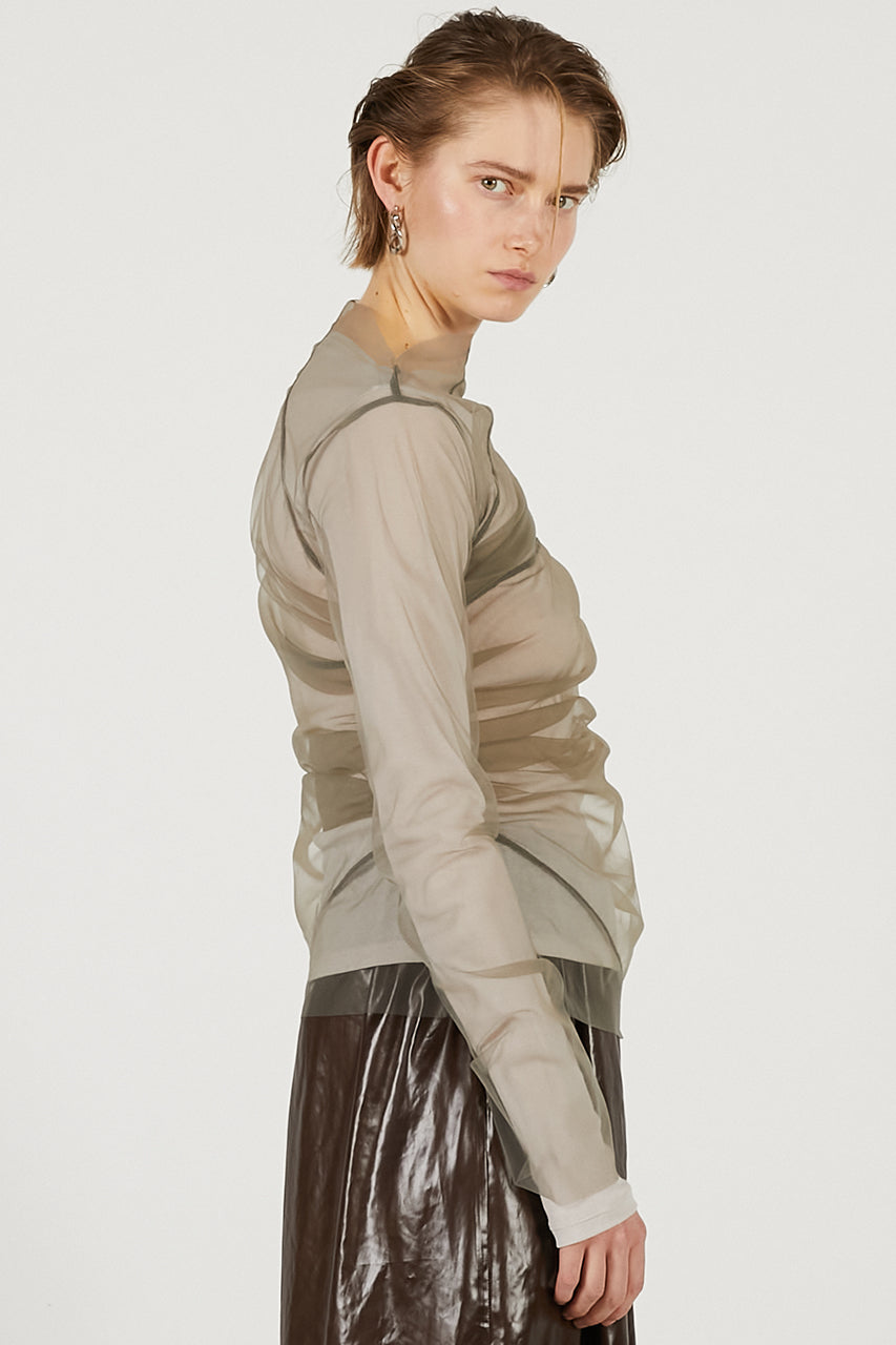 Tulle Layered Drape Top - 2026 SPRING