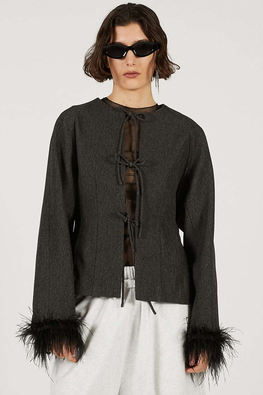 Feather Trim Jacket - 2026 SPRING