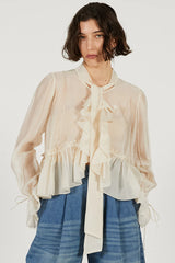 Ruffle Bow Tie Blouse - 2026 SPRING