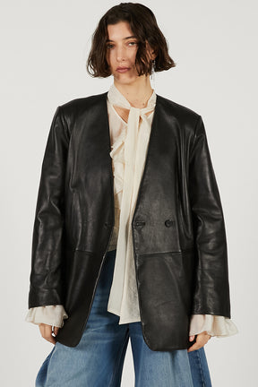 Lamb Leather No-Collar Jacket - 2026 SPRING