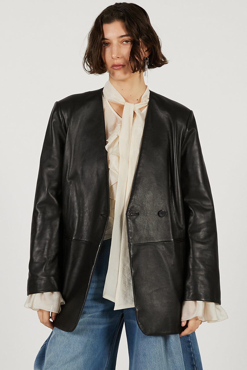 Lamb Leather No-Collar Jacket - 2026 SPRING