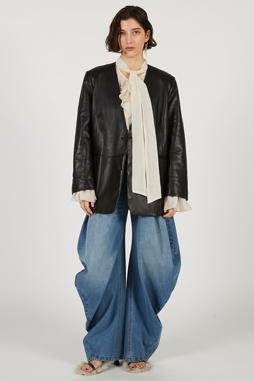 Lamb Leather No-Collar Jacket - 2026 SPRING