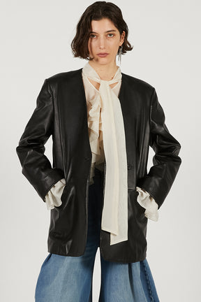 Lamb Leather No-Collar Jacket - 2026 SPRING