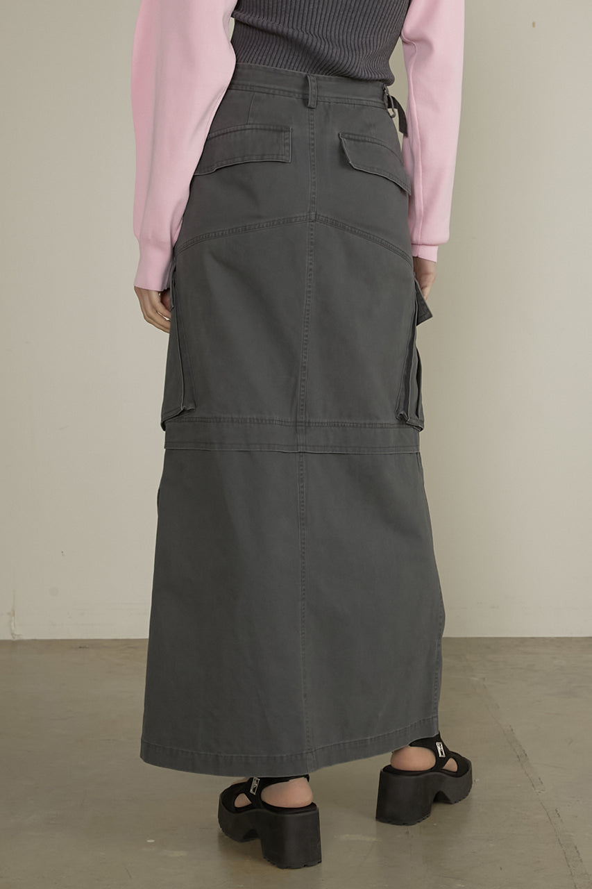 【25 SPRING PRE ORDER】Washed Cargo Pocket Maxi Skirt