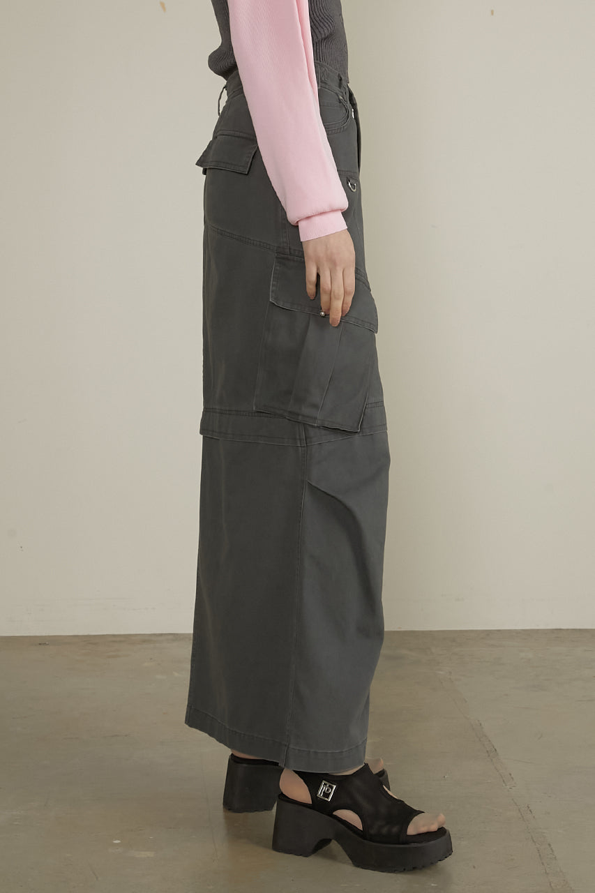 【25 SPRING PRE ORDER】Washed Cargo Pocket Maxi Skirt