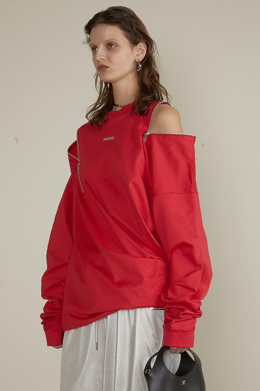 【25 SPRING PRE ORDER】Asymmetric Draped Zip Top