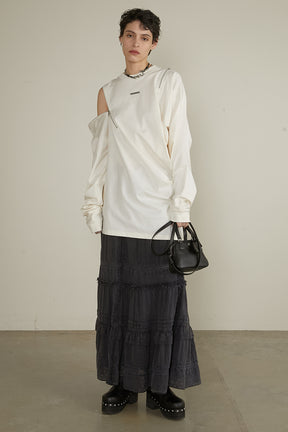 【25 SPRING PRE ORDER】Asymmetric Draped Zip Top