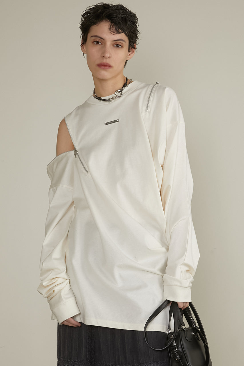 【25 SPRING PRE ORDER】Asymmetric Draped Zip Top