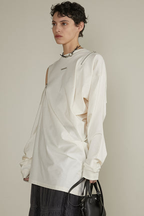 【25 SPRING PRE ORDER】Asymmetric Draped Zip Top