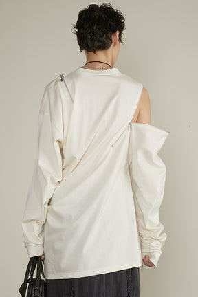 【25 SPRING PRE ORDER】Asymmetric Draped Zip Top