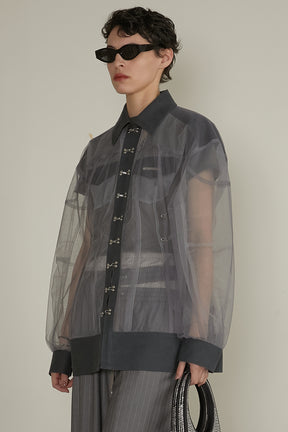 【25 SPRING PRE ORDER】Cocoon Sleeve Tulle Blouson