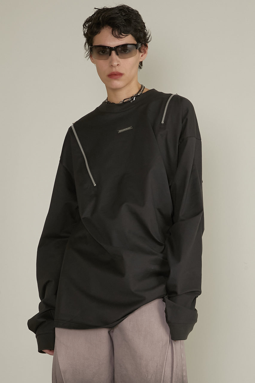 【25 SPRING PRE ORDER】Asymmetric Draped Zip Top