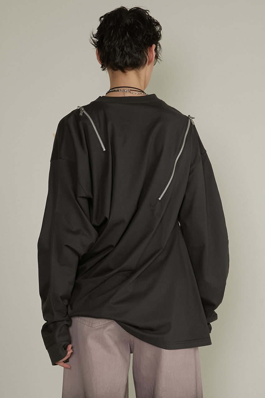 【25 SPRING PRE ORDER】Asymmetric Draped Zip Top