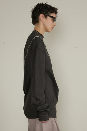 【25 SPRING PRE ORDER】Asymmetric Draped Zip Top