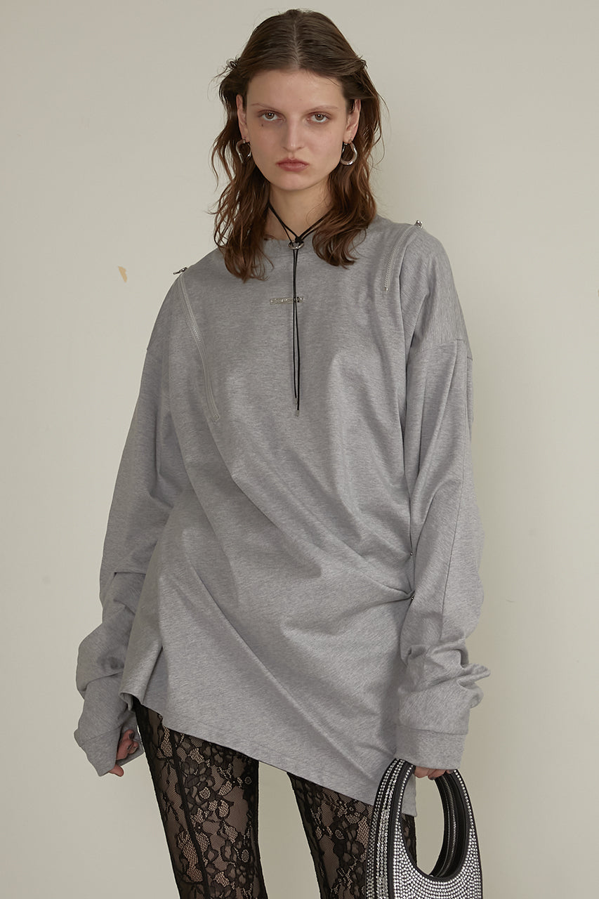 【25 SPRING PRE ORDER】Asymmetric Draped Zip Top