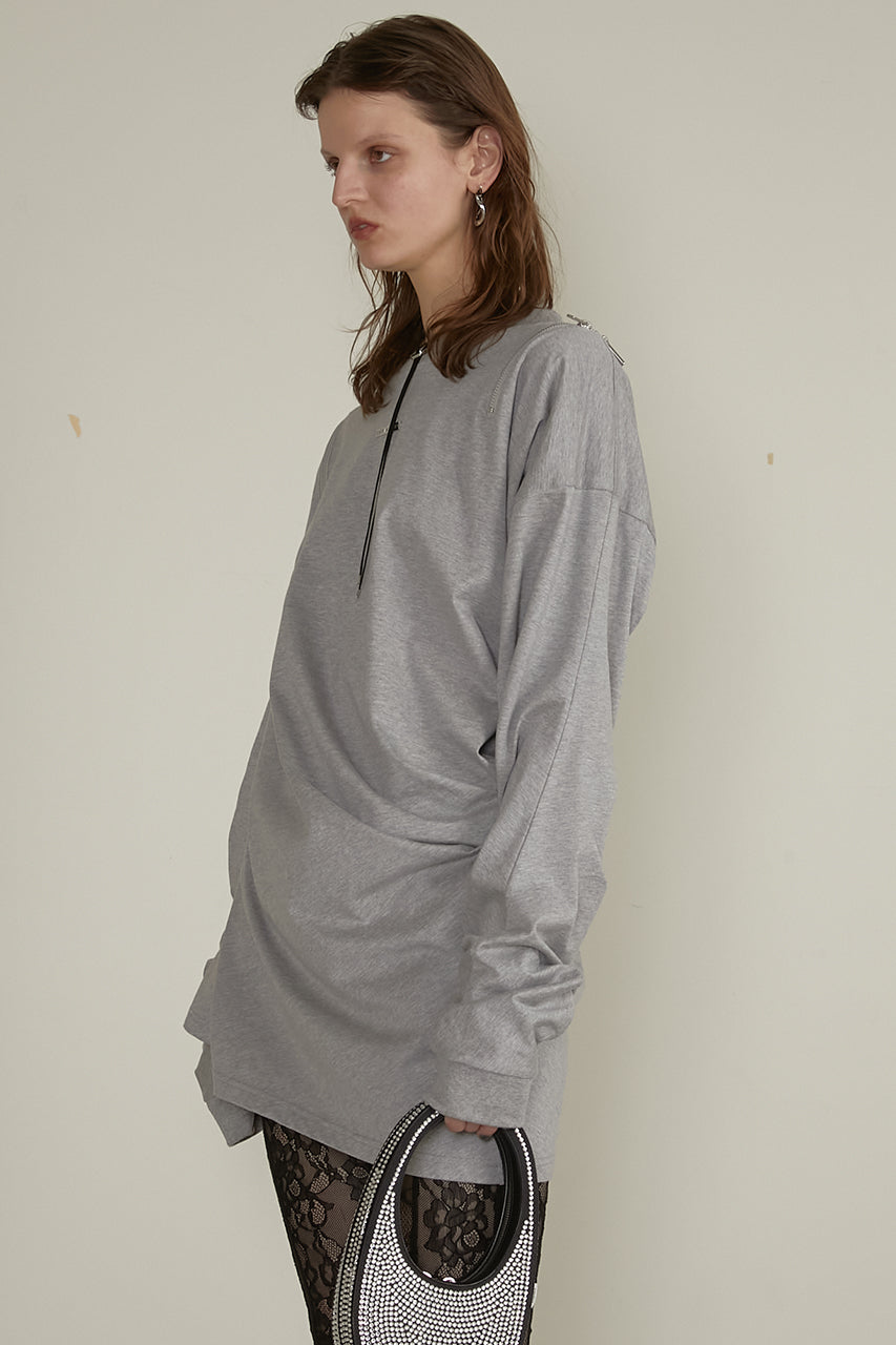 【25 SPRING PRE ORDER】Asymmetric Draped Zip Top