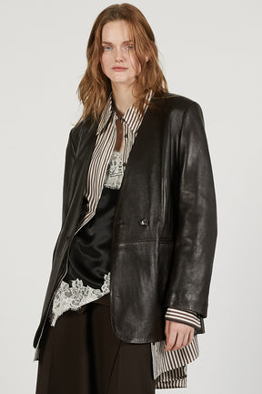 Lamb Leather No-Collar Jacket - 2026 SPRING