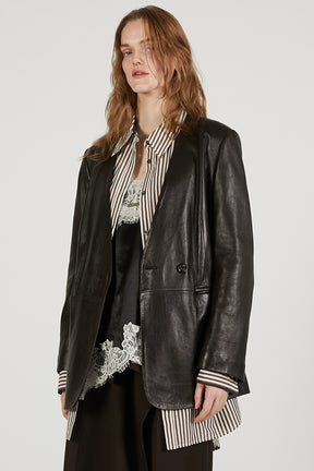 Lamb Leather No-Collar Jacket - 2026 SPRING