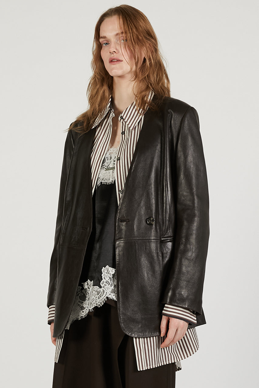 Lamb Leather No-Collar Jacket - 2026 SPRING