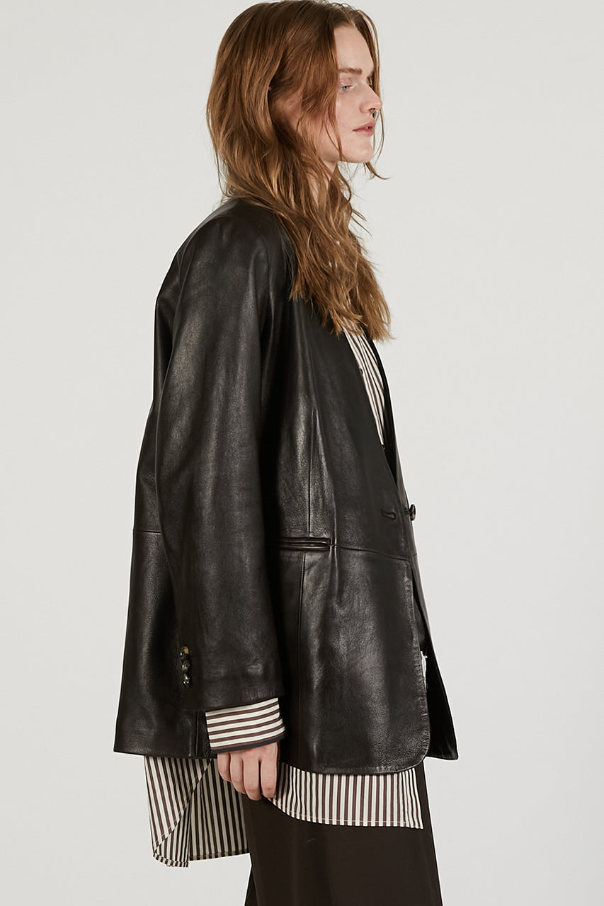 Lamb Leather No-Collar Jacket - 2026 SPRING