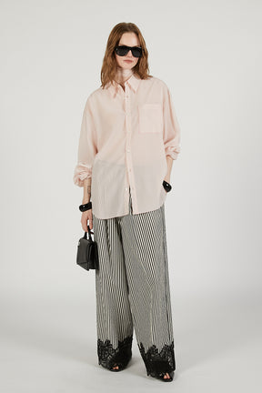 Contrast Trim Sheer Shirt - 2026 SPRING