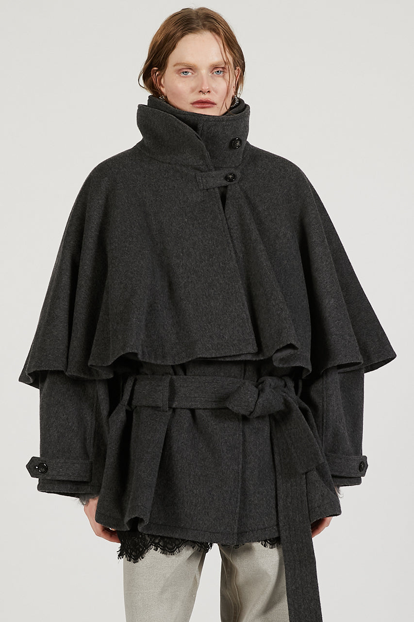 Wool Cape Short Coat - SALE