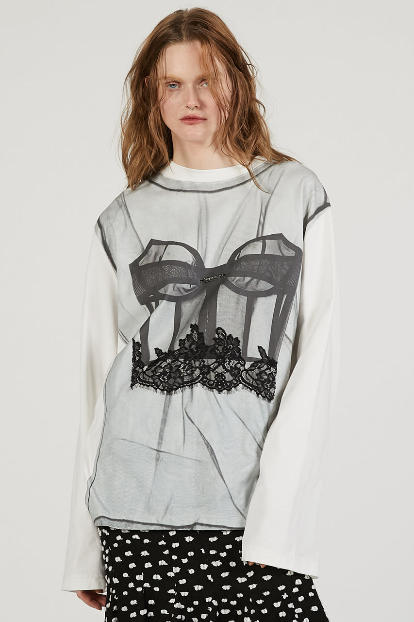 Tulle Bustier Print Long Tee