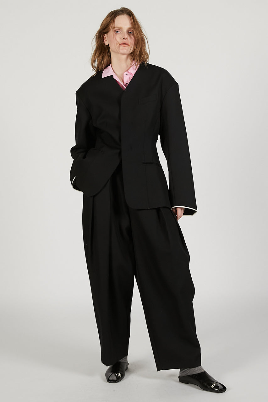 Round Shoulder No-Collar Jacket - 2026 SPRING