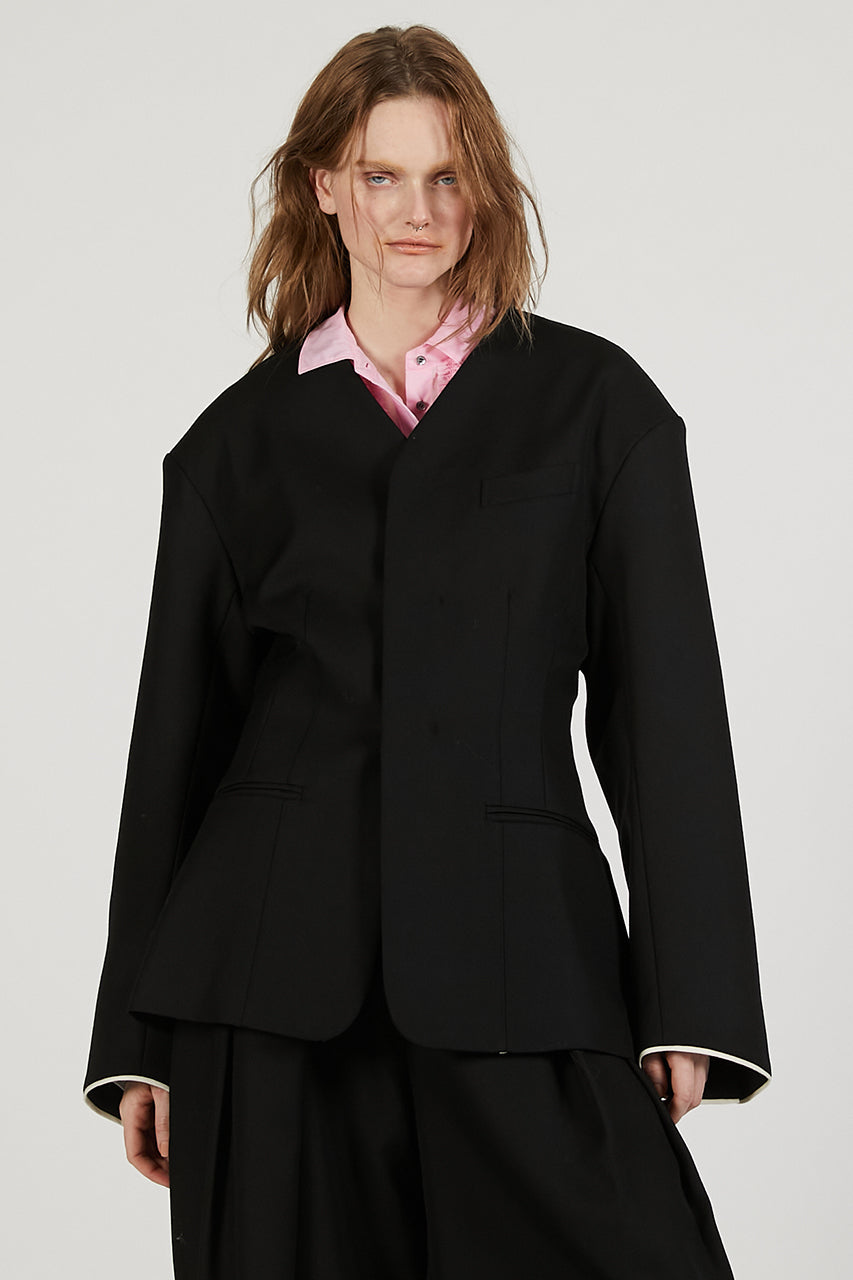 Round Shoulder No-Collar Jacket - 2026 SPRING