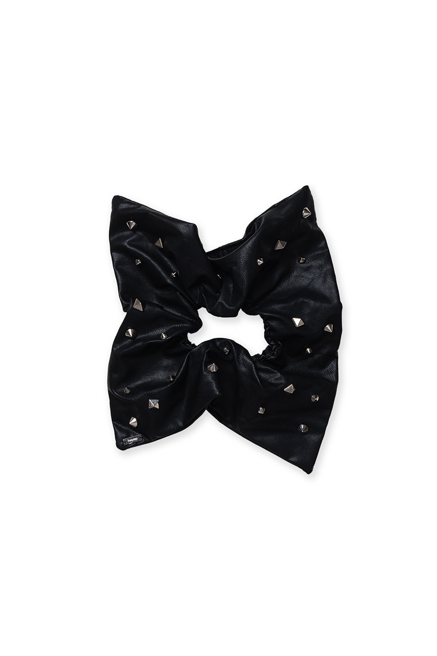 Faux Leather Studded Scrunchie