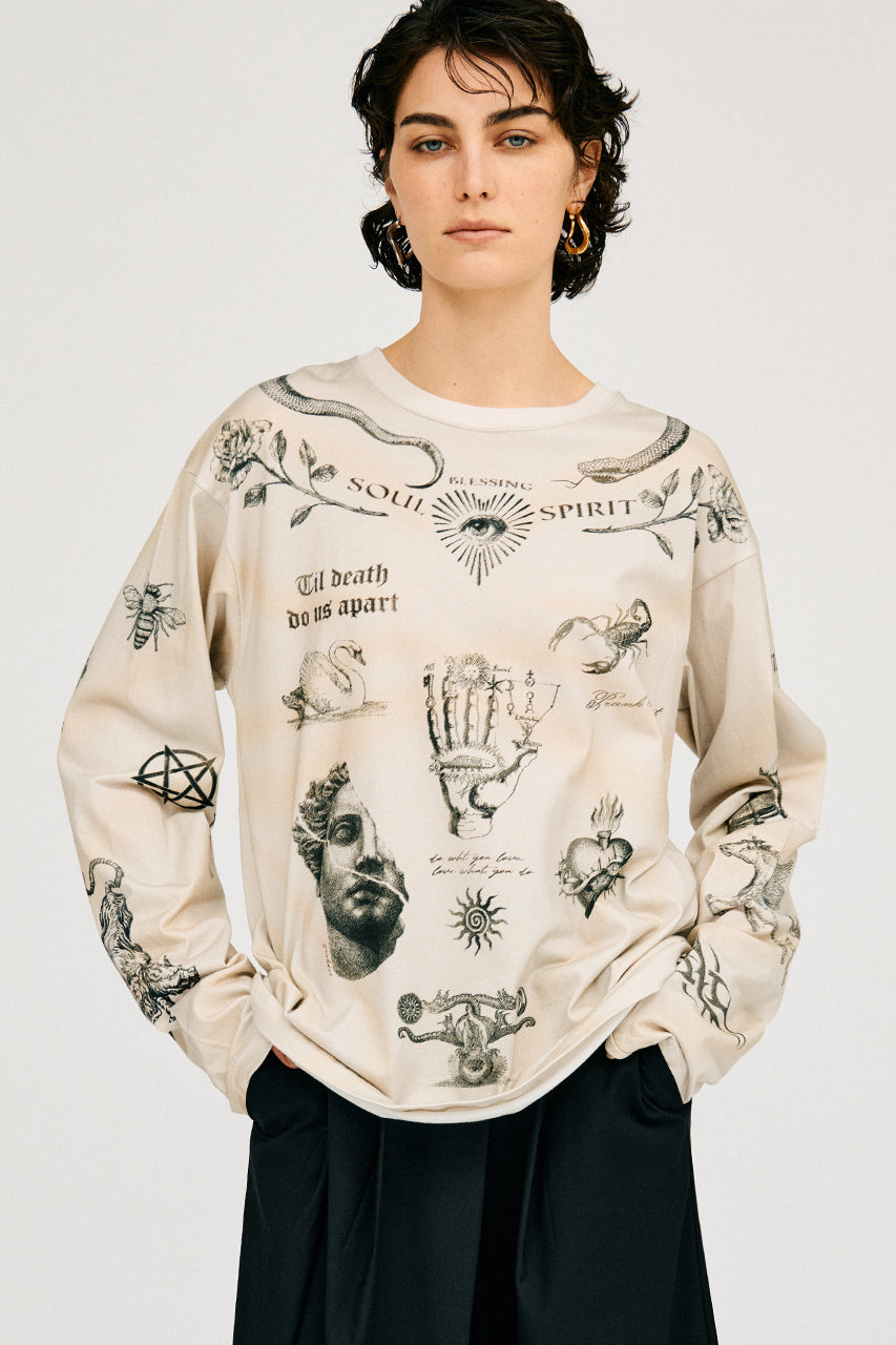 [24Autumn PRE ORDER] Tattoo Printed Long Sleeve Tee