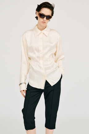 Satin Cinched Waist Shirt - 26SUMMER