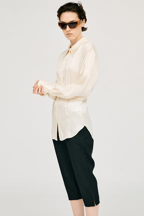 Satin Cinched Waist Shirt - 26SUMMER