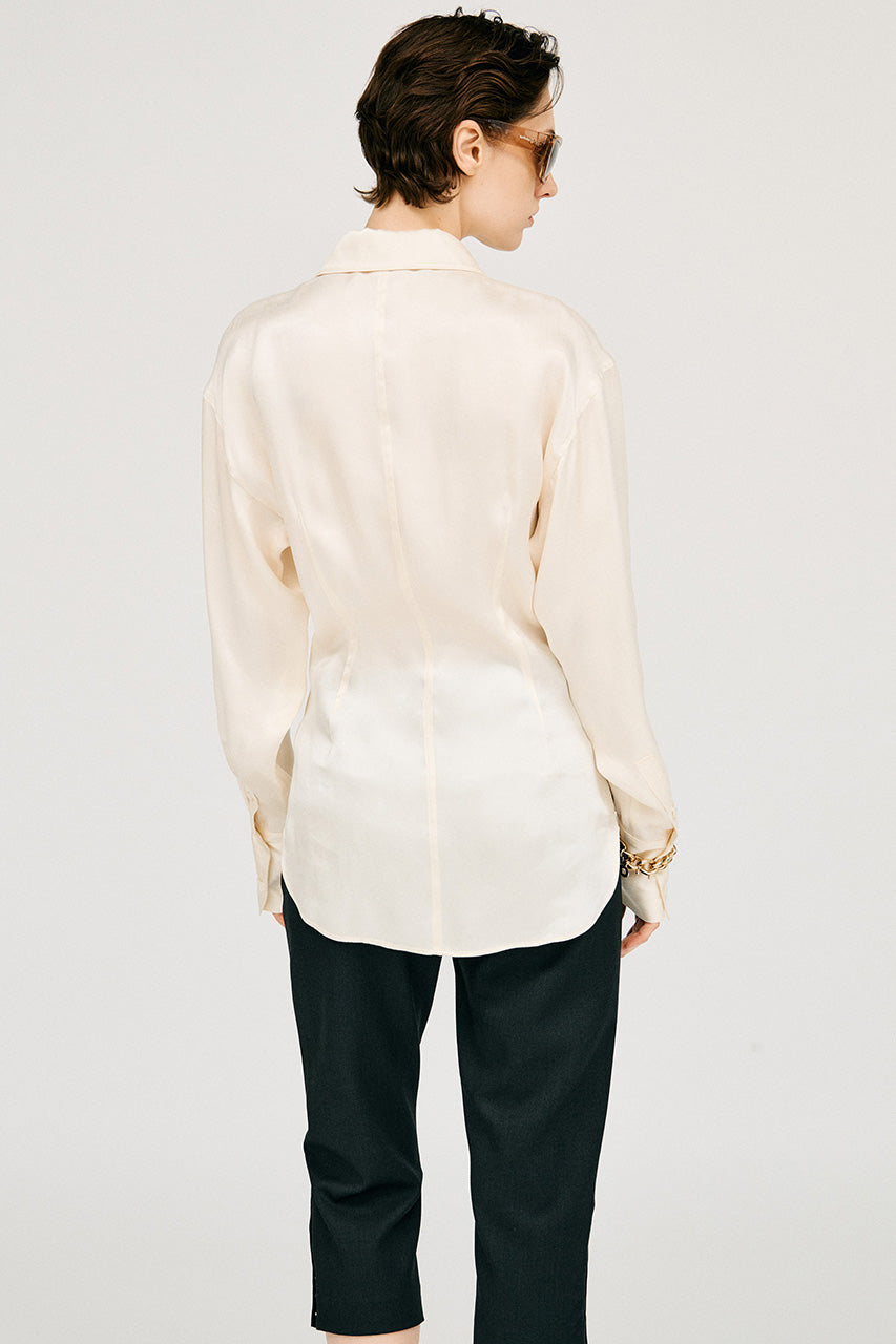 Satin Cinched Waist Shirt - 26SUMMER