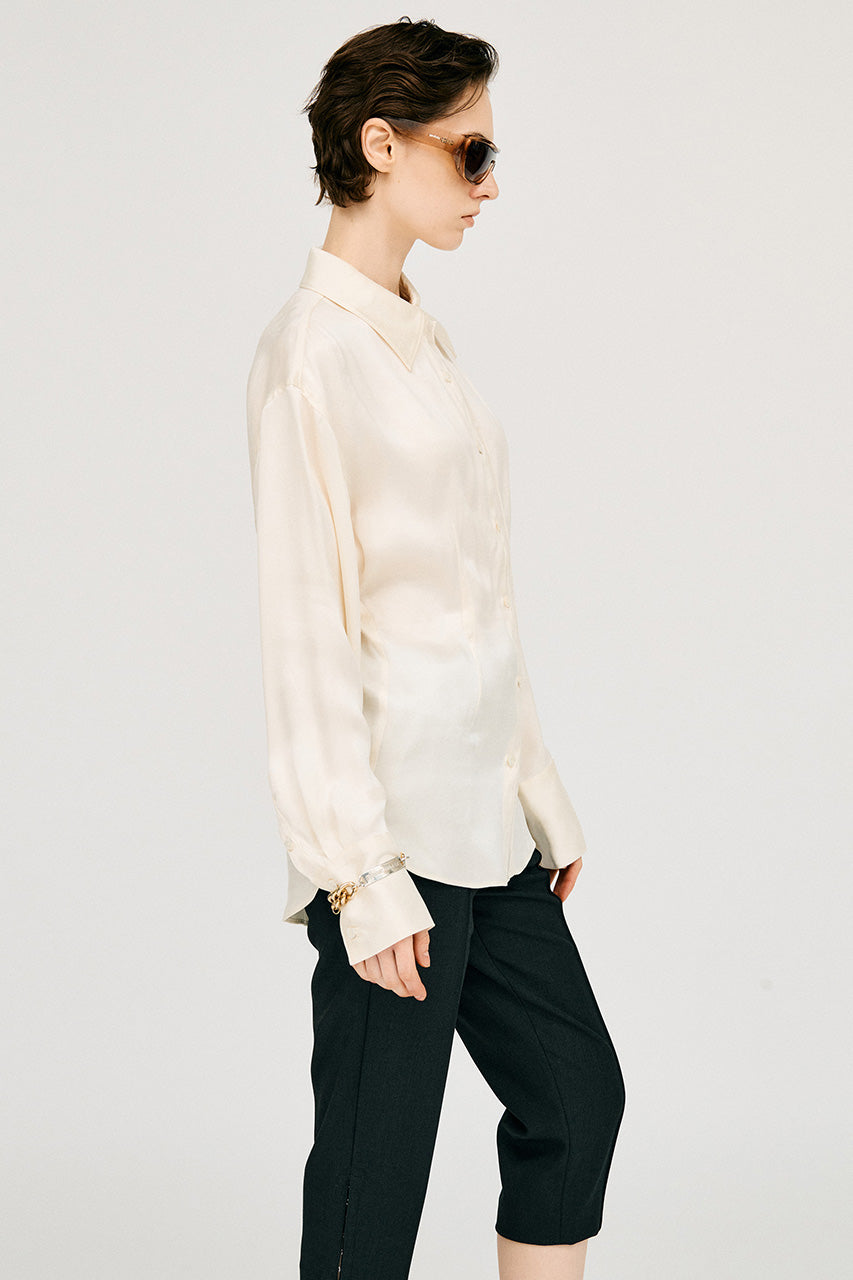 Satin Cinched Waist Shirt - 26SUMMER