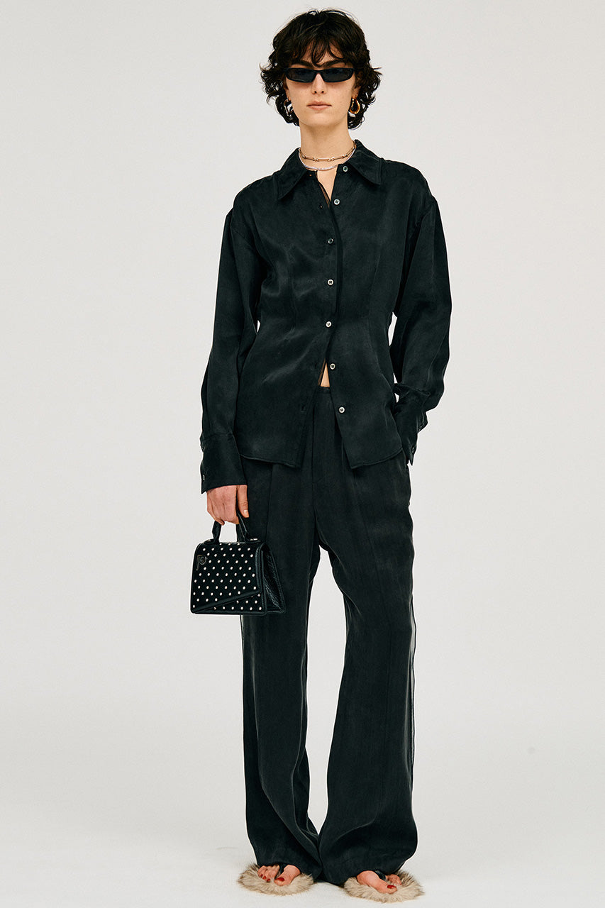 Satin Cinched Waist Shirt - 26SUMMER