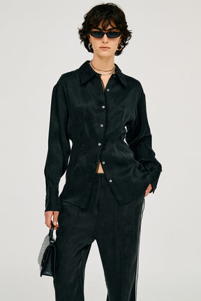 Satin Cinched Waist Shirt - 26SUMMER