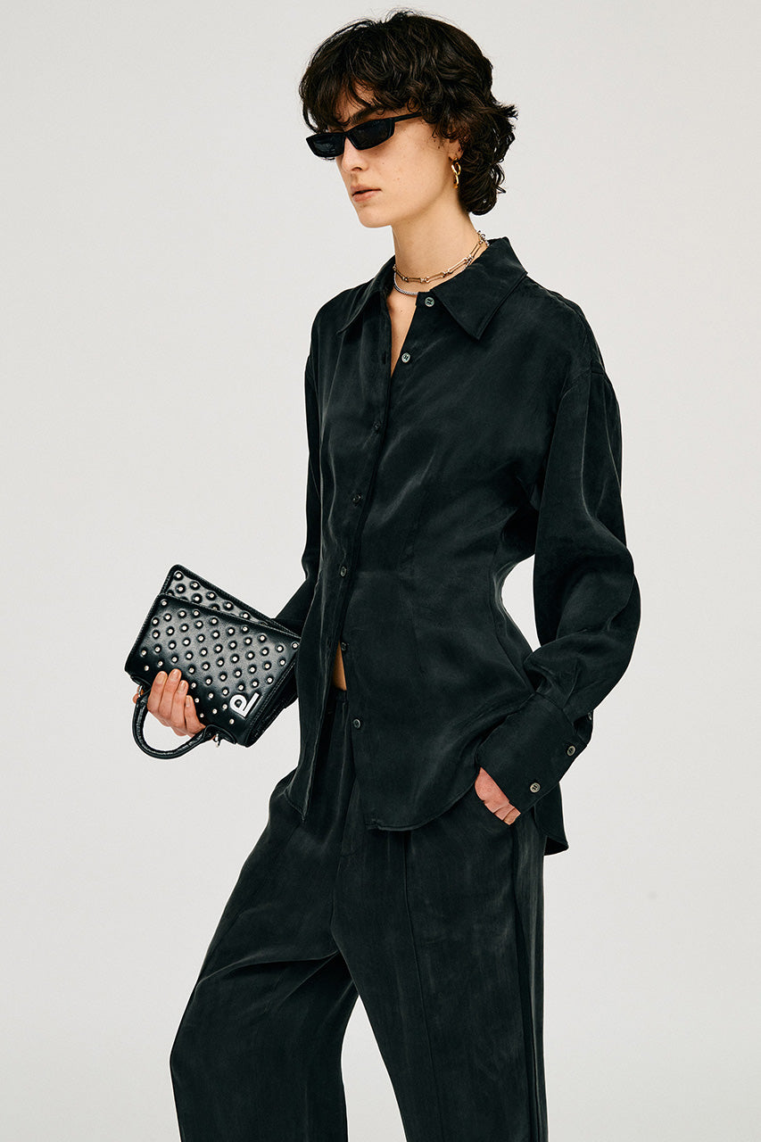 Satin Cinched Waist Shirt - 26SUMMER