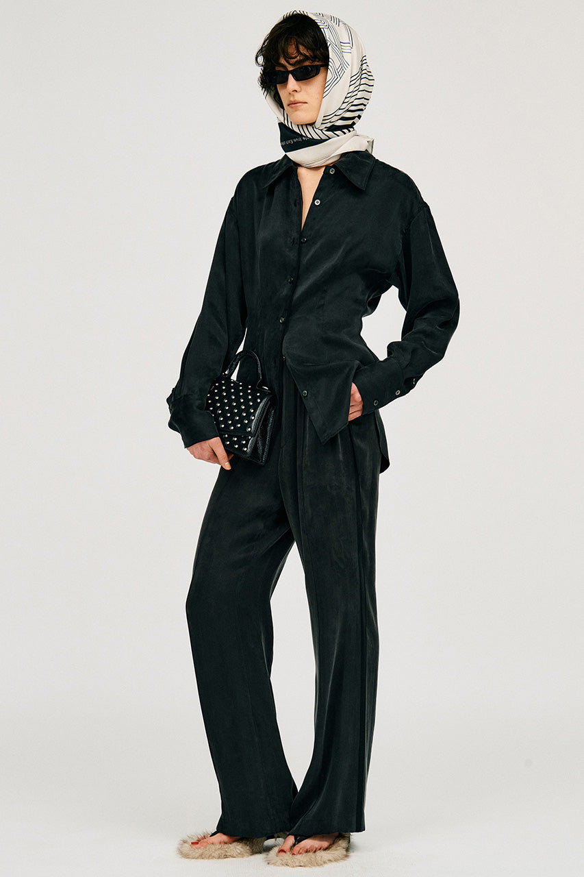 Satin Cinched Waist Shirt - 26SUMMER