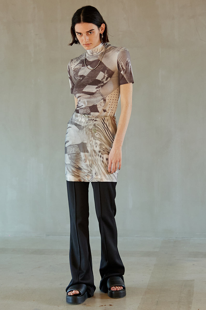 [SALE] Distorted Sequin Silk Mini Skirt