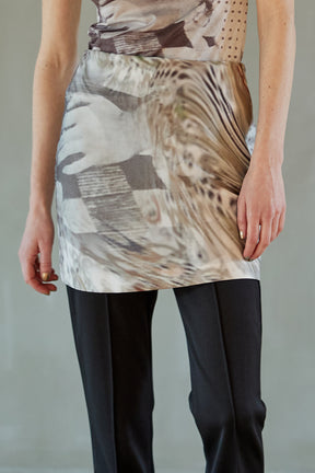 【SALE】Distorted Sequin Silk Mini Skirt