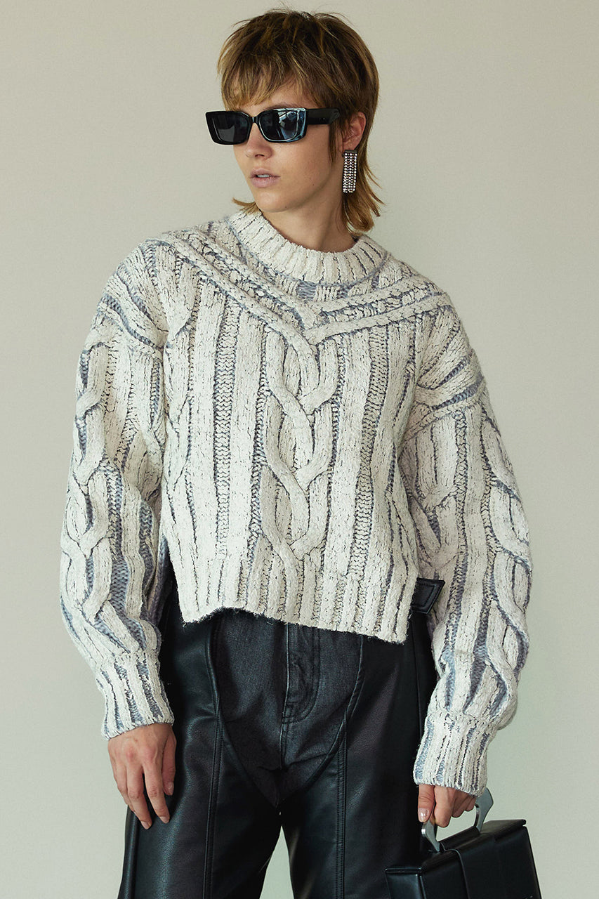 [Weboff Part number] Cable Painted Knit Pullover