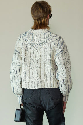 [Weboff Part number] Cable Painted Knit Pullover