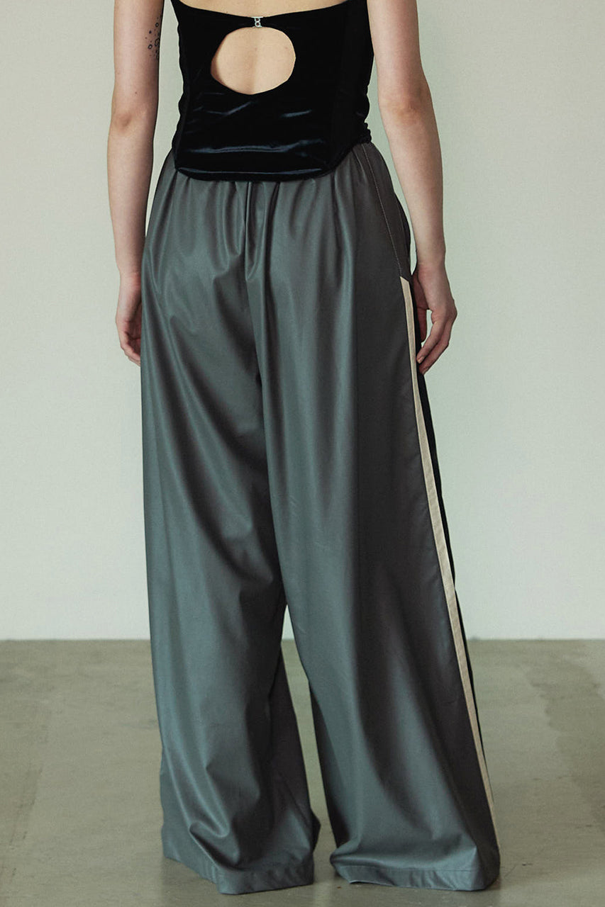 Synthetic Leather Side Line Track Pants