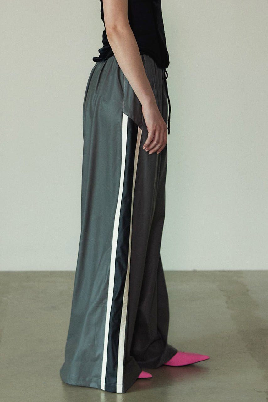 Synthetic Leather Side Line Track Pants