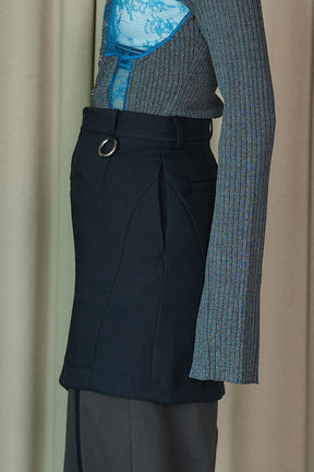 [SALE] Asymmetry Hem Zip Mini Skirt